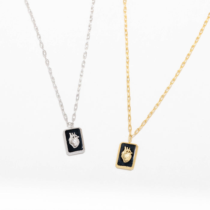Anatomical Heart Pendant Necklace - Gold or Sterling Plate