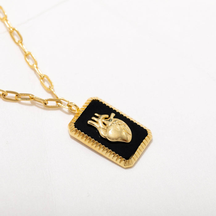 Anatomical Heart Pendant Necklace - Gold or Sterling Plate