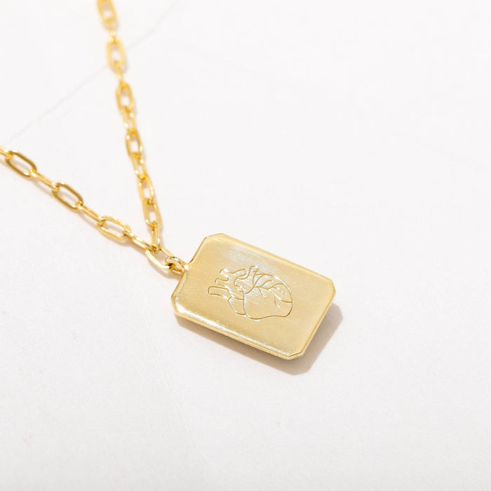 Anatomical Heart Pendant Necklace - Gold or Sterling Plate
