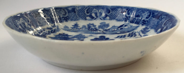 Antique English Blue & White transfer printed willow pattern Saucer / Bowl c.1850