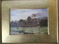 Antique English Leicester Watercolor painting  c.1878 by Elizabeth Pilsbury Ducks and pond