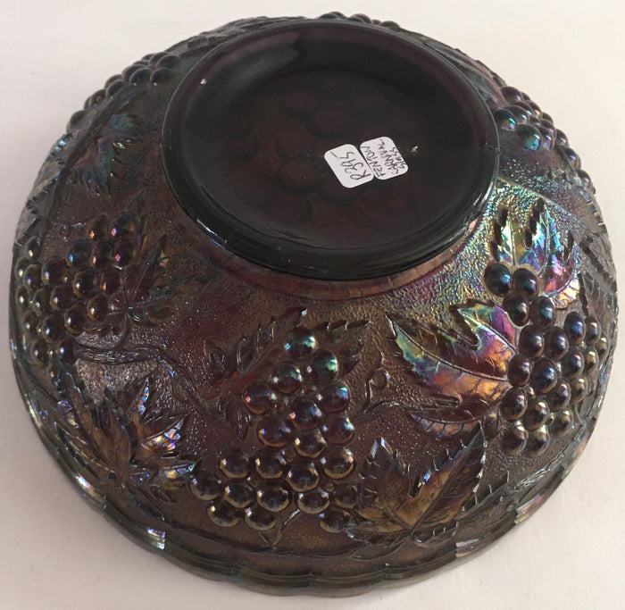 Carnival Glass bowl - Fenton - purple Grapes - moulded art glass c.1900