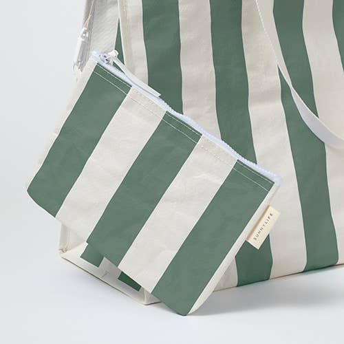 Carryall Beach Bag The Vacay Olive Stripe - The Preppy Bunny