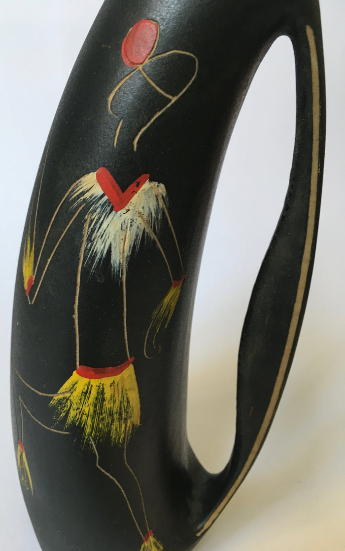 Crescent Pottery (1952-92) Ceramic freeform vase 203A (South African) Hand decorated Mid century Modern