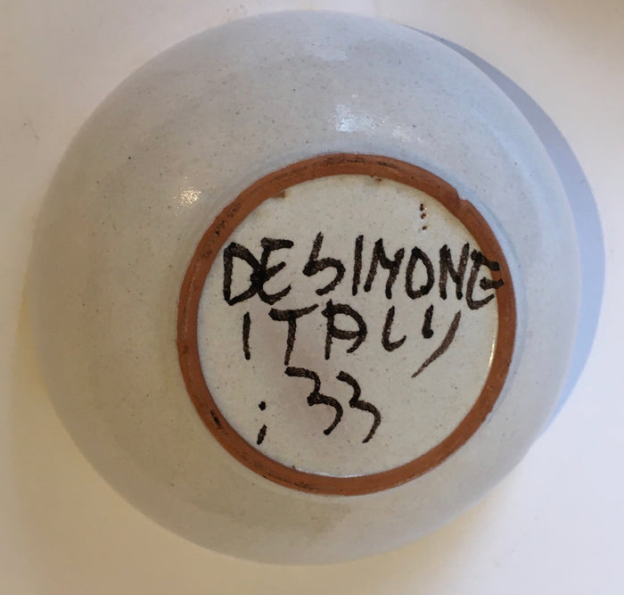 Desimone Italy, Hand Painted pottery bowl & saucer Ceramiche De Simone - Vintage