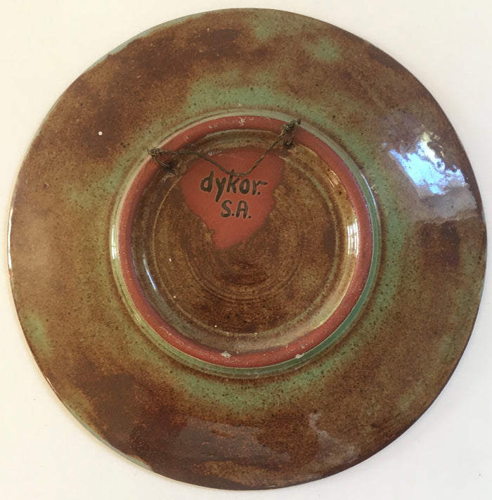 Dykor S.A.  Pottery (South African) Ceramic plate - stylised African portrait -  Studio Art Pottery