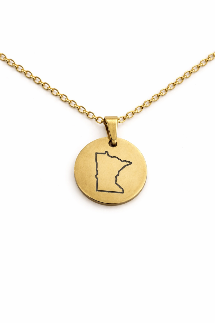 Engraved Minnesota State Outline Necklace