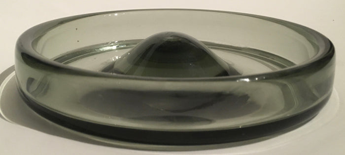 Holmegaard Per Lutken smokey grey glass 'Fried Egg" signed Art glass hand blown bowl 1950s PL 17970