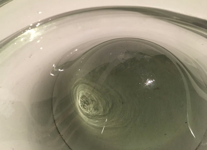 Holmegaard Per Lutken smokey grey glass 'Fried Egg" signed Art glass hand blown bowl 1950s PL 17970
