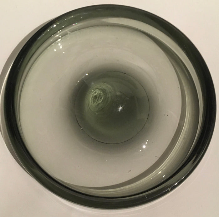 Holmegaard Per Lutken smokey grey glass 'Fried Egg" signed Art glass hand blown bowl 1950s PL 17970