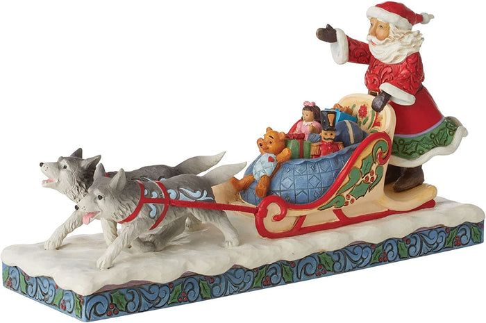 Jim Shore Heartwood Creek Santa Dog Sledding #6010826 Free Shipping