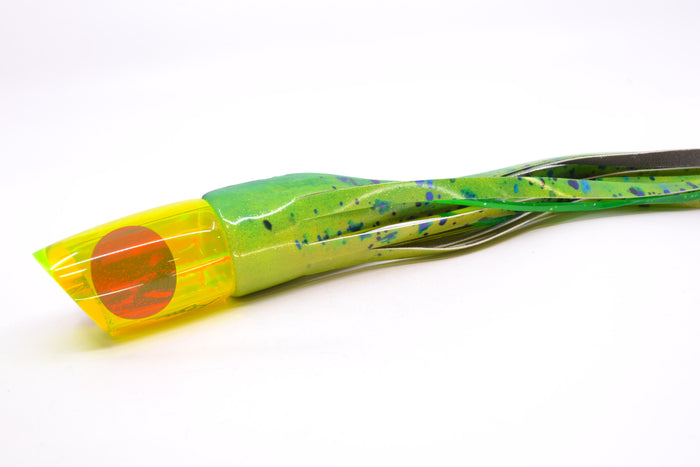 Koya Lures Chartreuse Rainbow Red Eyes Small Poi Dog 10" 6.5oz Fire Tailz Vinyl Mahi