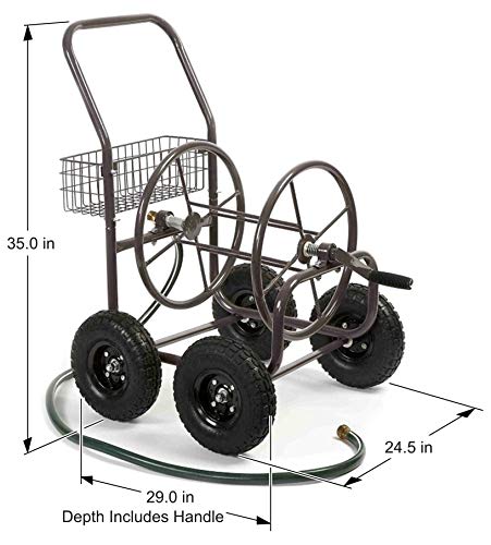 Liberty Garden Residential Grade 4 Wheel 871-M1-1 Garden Hose Reel Cart, Bronze
