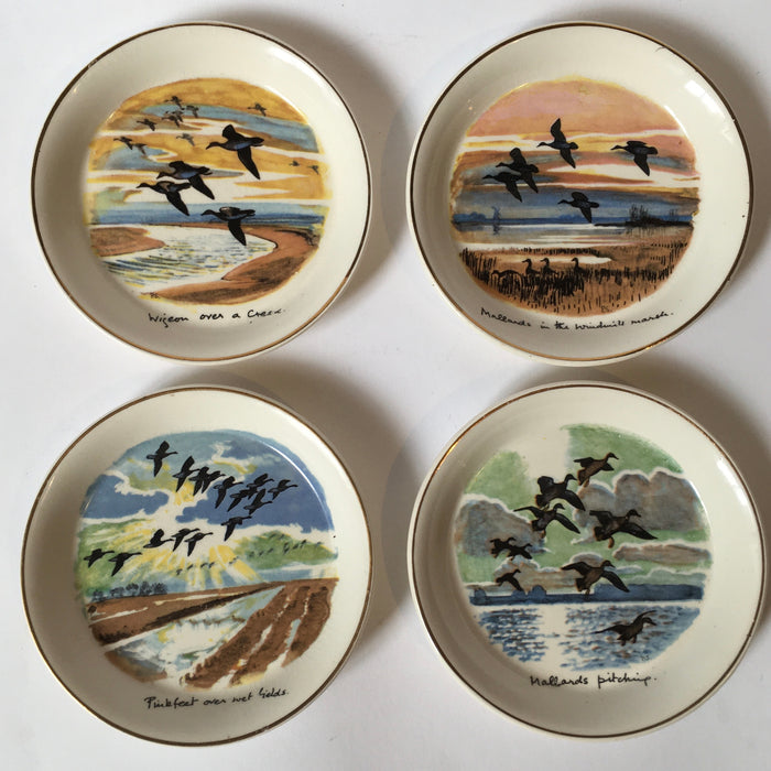 Midwinter Stylecraft PETER SCOTT flying Mallard Ducks Dishes x 4 Staffordshire England