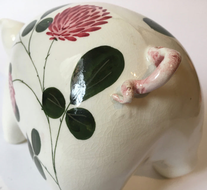 Plichta Pig Figure / Wemyss painted floral decoration