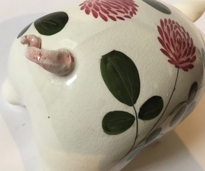 Plichta Pig Figure / Wemyss painted floral decoration