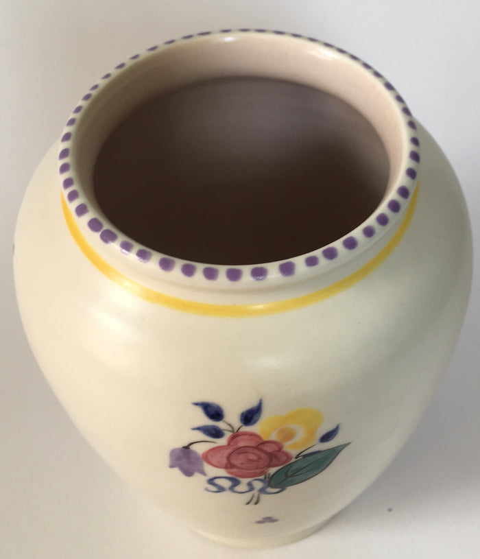 Poole Pottery shape 198 vase Traditional Flowers Pattern Hand Painted / Decorated