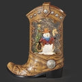 Roman Lighted Swirl Boot with Snowman 10.2"H
