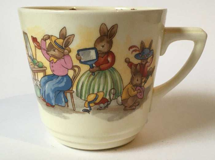 Royal Doulton Bunnykins - HW 28 Hat Shop & HW 28R Trying on hats - Casino Cup