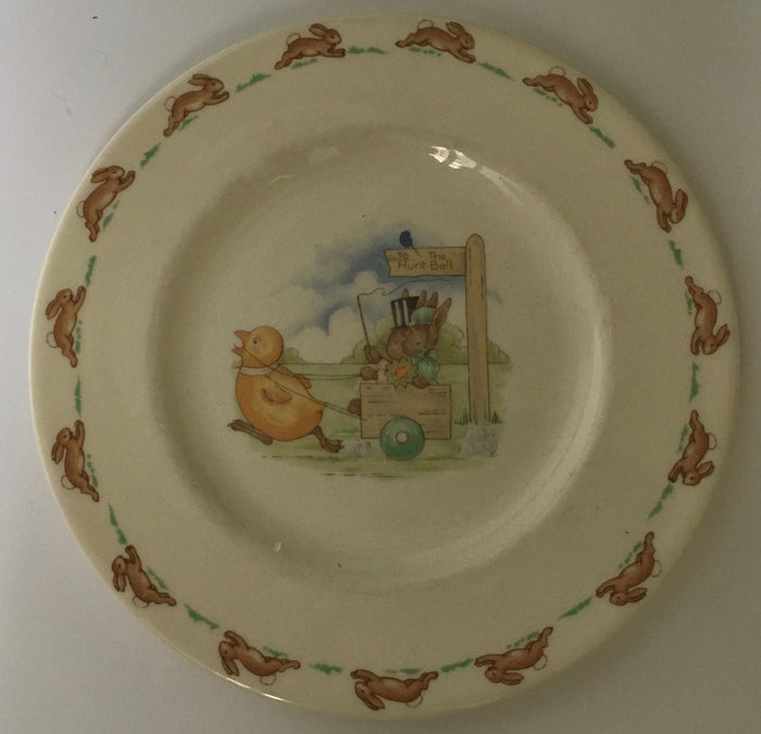 Royal Doulton Bunnykins - SF 8 Chicken Pulling cart - Barbara Vernon - 20.3 cm Plate  - Tea plate Casino