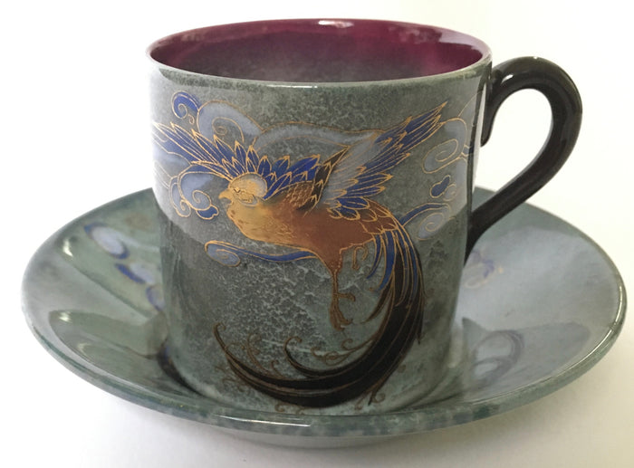 Royal Doulton Titanian BIRD OF PARADISE Coffee can Cup & saucer -  Rare series ware