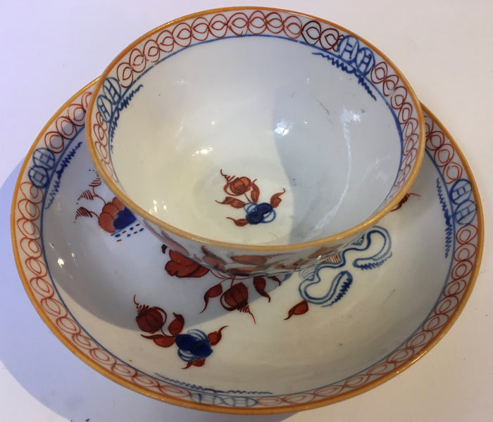 Spode 'Doll House' Pattern 488 Teabowl & Saucer early 19th century porcelain Hand Painted