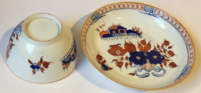 Spode 'Doll House' Pattern 488 Teabowl & Saucer early 19th century porcelain Hand Painted
