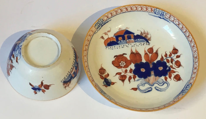 Spode 'Doll House' Pattern 488 Teabowl & Saucer early 19th century porcelain Hand Painted