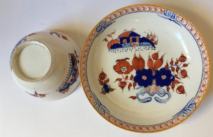 Spode 'Doll House' Pattern 488 Teabowl & Saucer early 19th century porcelain Hand Painted