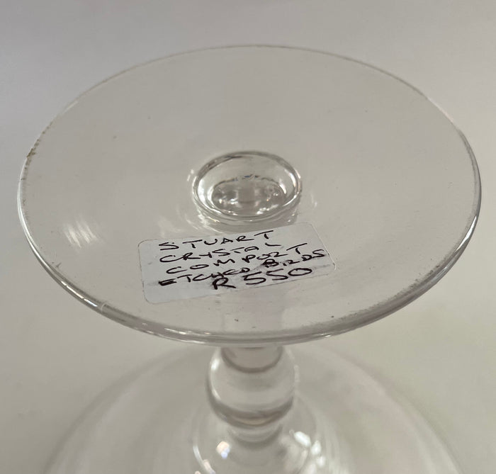 Stuart Crystal sweet stand 17.5cm tall - Etched birds - perfect