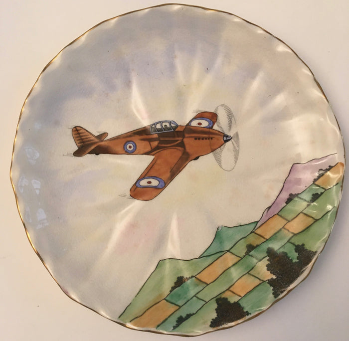 Tuscan Decoro Pottery England "Hurricane" Aeroplane plate - (1933-1949)